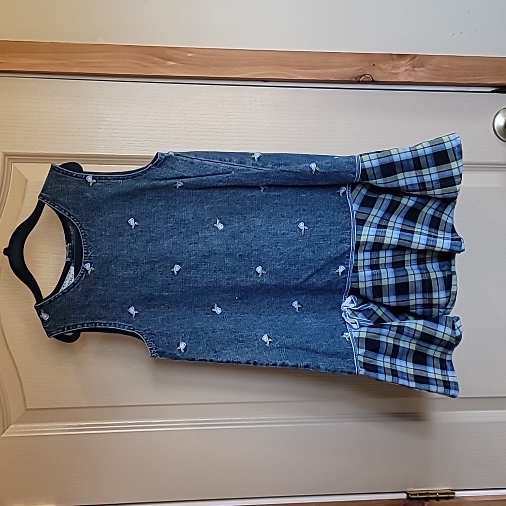 Samara 6x Blue Denim Dress With Flower Embroidery